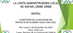 Primer debate del Proyecto de Acuerdo local “POR EL CUAL SE EXPIDE EL PRESUPUESTO DE INGRESOS Y GASTOS DEL FONDO DE DESARROLLO LOCAL DE RAFAEL URIBE URIBE, PARA LA VIGENCIA FISCAL COMPRENDIDA ENTRE EL 01 ENERO Y EL 31 DE DICIEMBRE DE 2022”